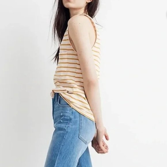 MADEWELL | Whisper Tank Gold Yellow Marigold Striped Tank Top Shirt XS - Picture 5 of 6